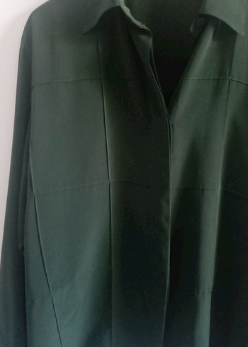 Uzun Kollu Koyu Yeşil Gömlek - Görsel 8