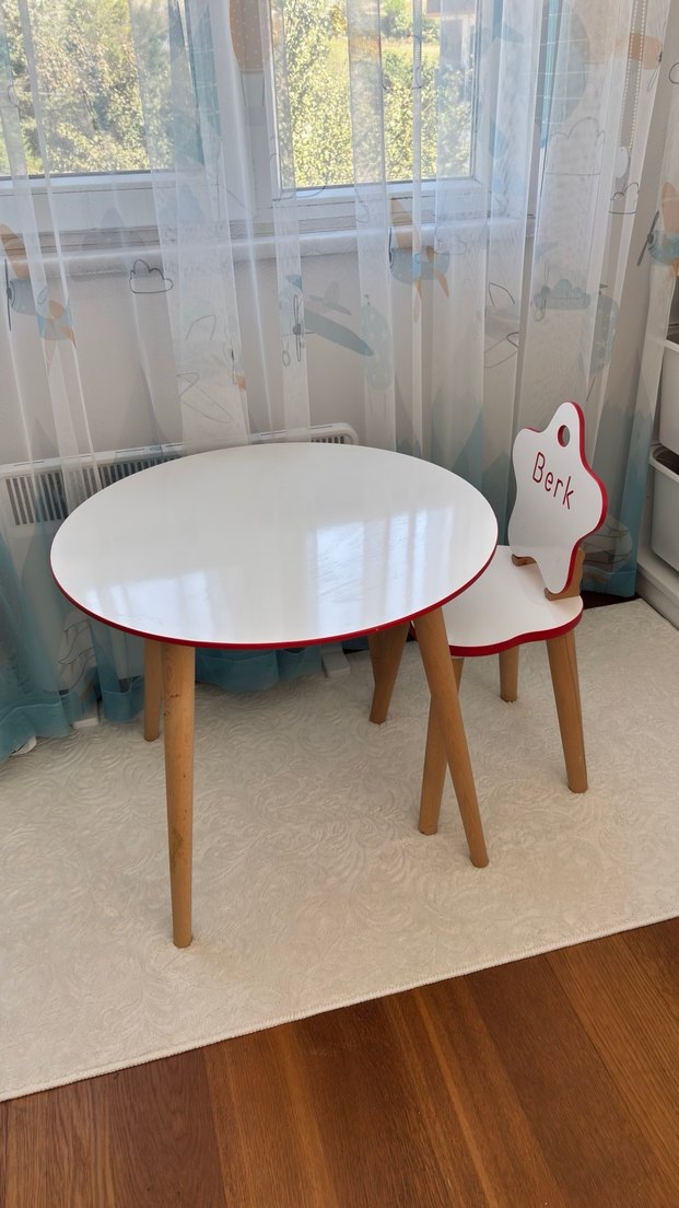 Beyaz Çocuk masa ve Sandalye- Berk Yazılı - Görsel 2