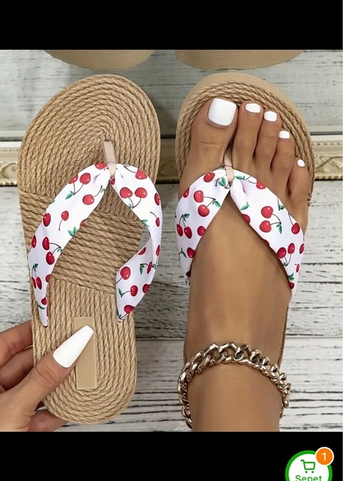 Kiraz bikini & terlik takımı - Görsel 4