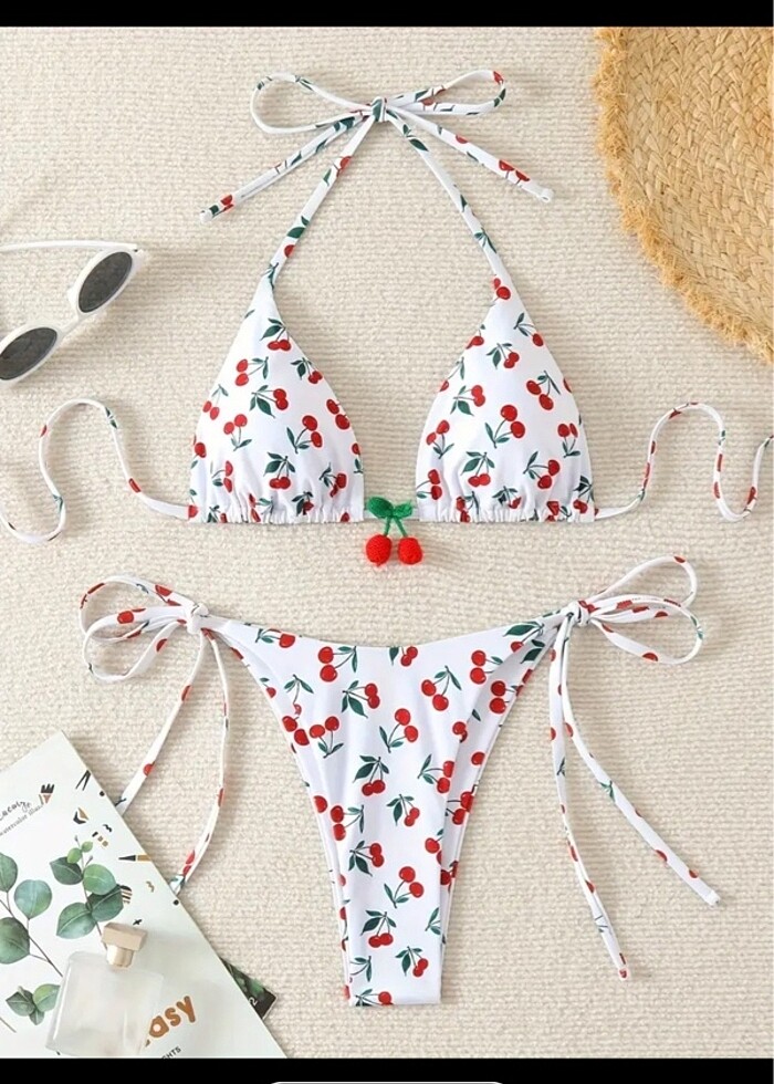Kiraz bikini & terlik takımı - Görsel 2