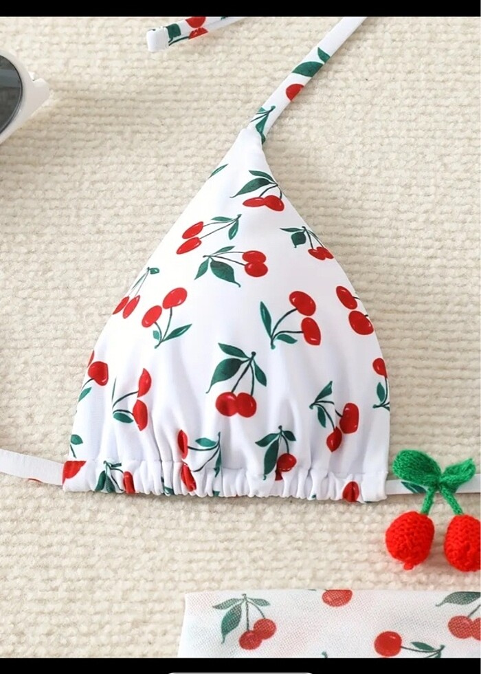 Kiraz bikini & terlik takımı - Görsel 3