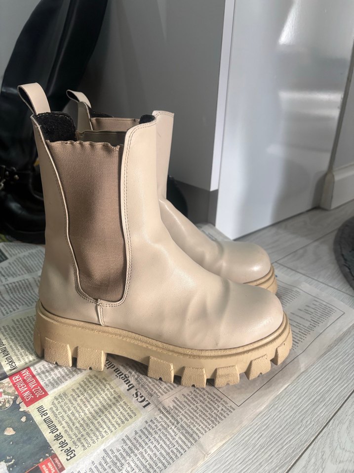 Bej Platform Topuklu Kadın Bot - Görsel 4