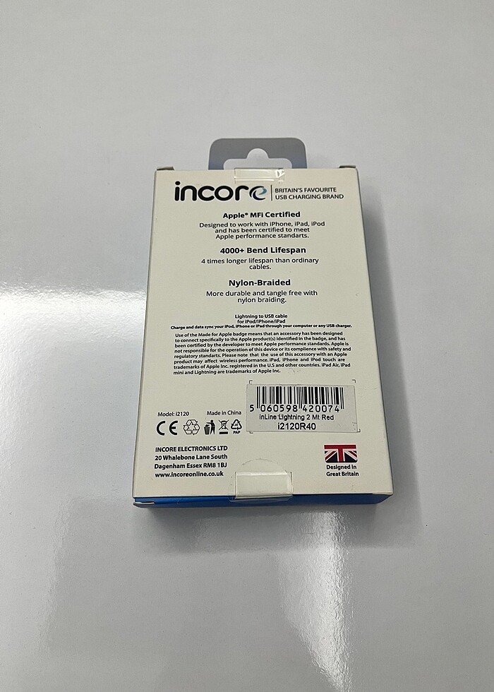 MFI Sertifikalı INCORE inLine Lightning 2 Metre Kırmızı Apple  L - Görsel 3