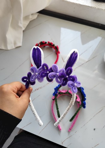 Mor Nakışlı Elastik Çocuk Taç - Görsel 2