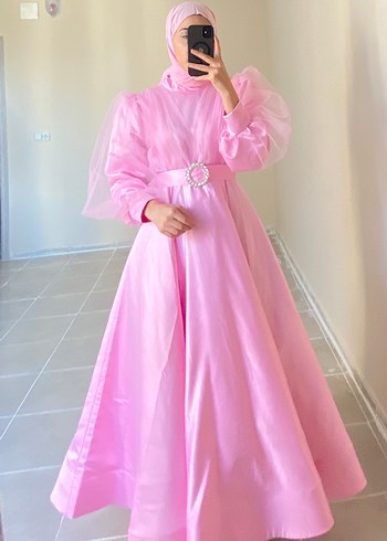 BRİDE TO BE PEMBE TESETTÜR ABİYE - Görsel 7