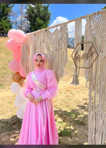 BRİDE TO BE PEMBE TESETTÜR ABİYE - Görsel 5