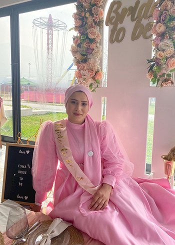 BRİDE TO BE PEMBE TESETTÜR ABİYE - Görsel 8