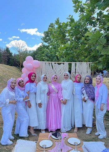 BRİDE TO BE PEMBE TESETTÜR ABİYE - Görsel 6