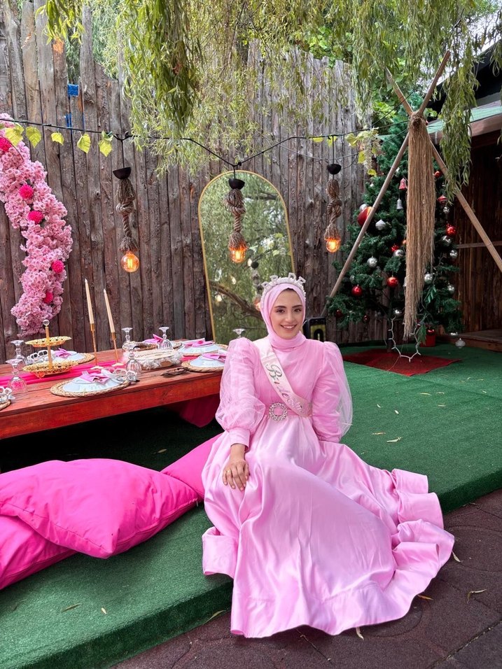 BRİDE TO BE PEMBE TESETTÜR ABİYE - Görsel 2