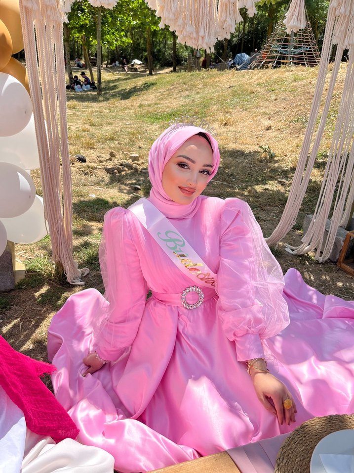 BRİDE TO BE PEMBE TESETTÜR ABİYE - Görsel 4