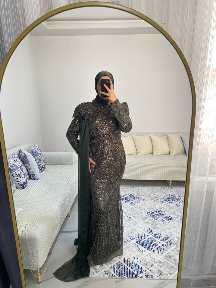 Haki Tesettür abiye - Görsel 2