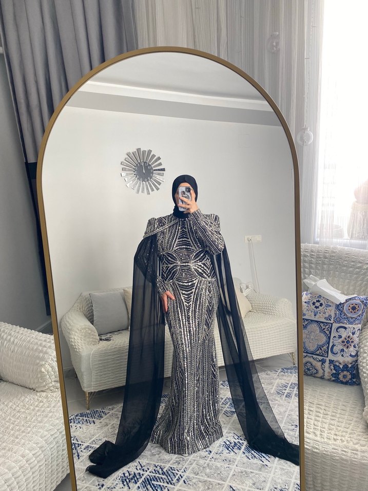 Tesettür siyah abiye - Görsel 2