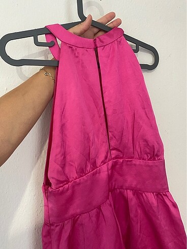 s Beden pembe Renk Orjinal zara mini boğaz detaylı elbise