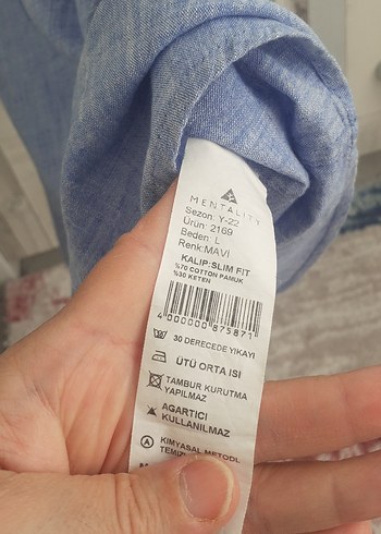 Mavi Keten Erkek Kısa Kollu Gömlek - Görsel 5