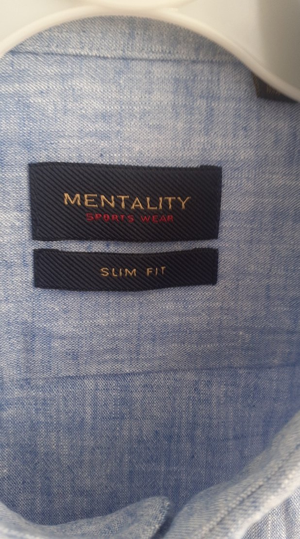 Mavi Keten Erkek Kısa Kollu Gömlek - Görsel 3