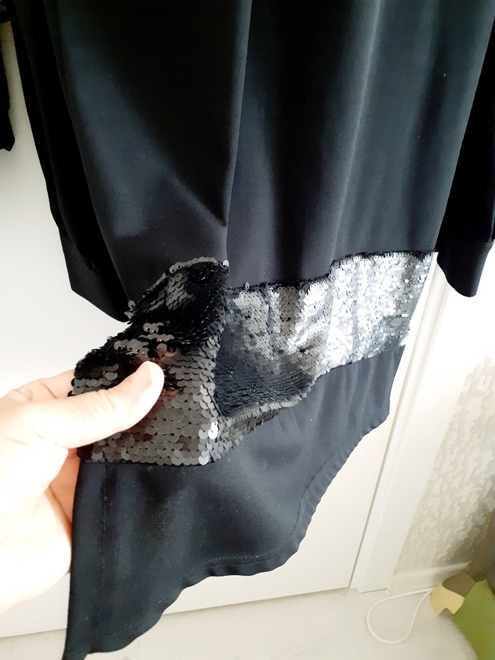 Siyah Uzun Kollu pul palet işlemeli ıkili takım - Görsel 2