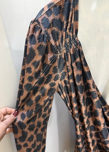 Leopar Desenli Uzun Kollu Mini Elbise - Görsel 5