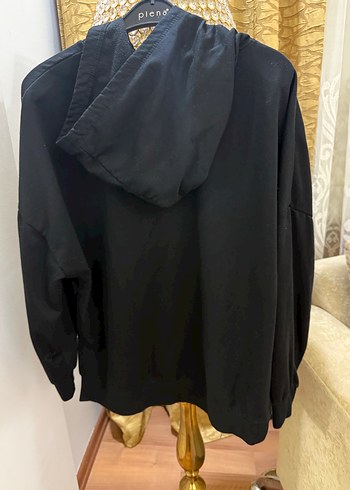 Siyah Kapüşonlu Salaş Kadın Sweatshirt - Görsel 2