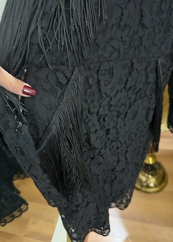 Püsküllü Siyah  Abiye Elbise - Görsel 2