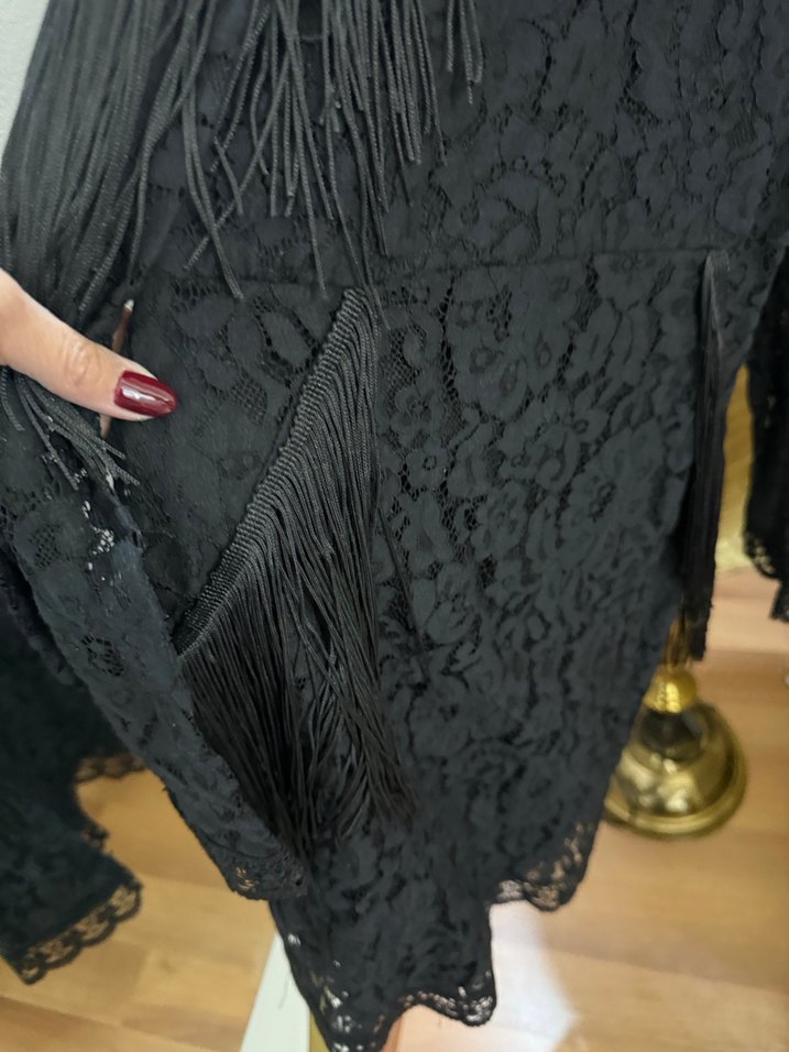 Püsküllü Siyah  Abiye Elbise - Görsel 2