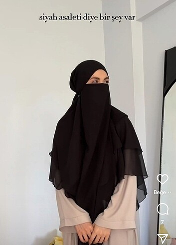 Niqab center siyah şifon sufle tesettür abaya khimar