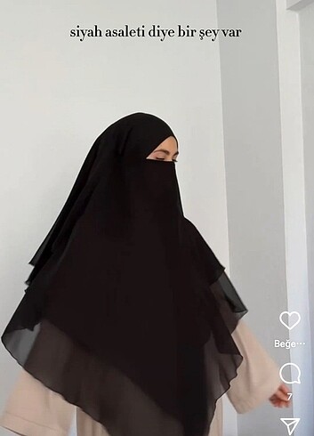 Armine Niqab center siyah şifon sufle tesettür abaya khimar