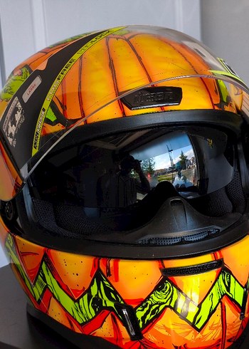 İCON Airfor Turuncu Baskılı Biker Motosiklet Kaskı Orjinal - Görsel 5