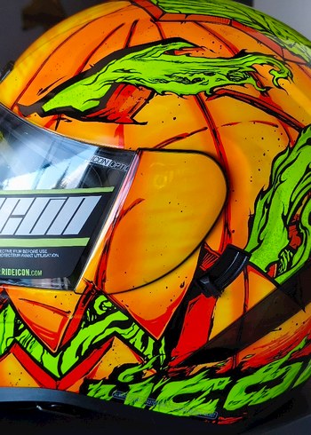 İCON Airfor Turuncu Baskılı Biker Motosiklet Kaskı Orjinal - Görsel 4