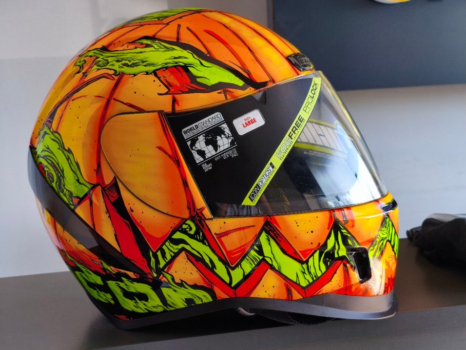 İCON Airfor Turuncu Baskılı Biker Motosiklet Kaskı Orjinal - Görsel 2