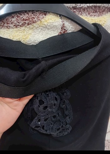m Beden Dantel Detaylı Siyah Mini Etek