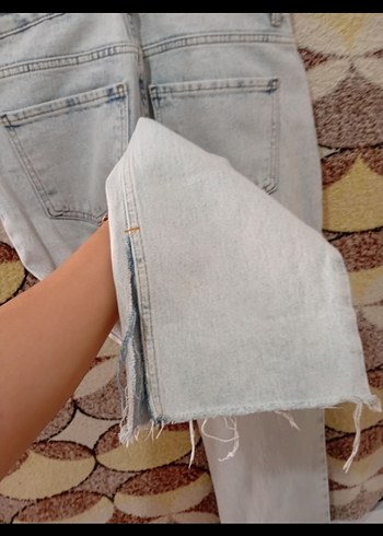 m Beden mavi Renk Bağlamalı Bol Kesim Midi Kot Pantolon