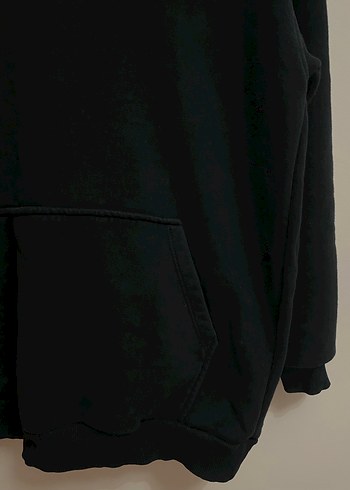 Siyah Kapüşonlu Oversize Sweatshirt - Görsel 2