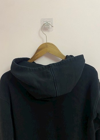 Siyah Kapüşonlu Oversize Sweatshirt - Görsel 4