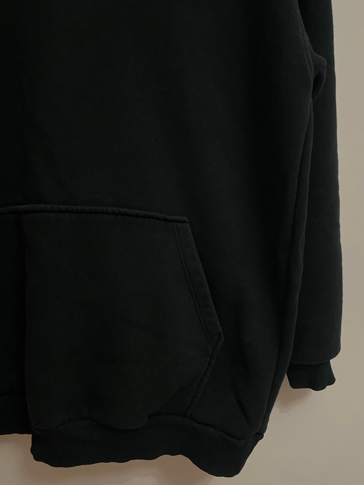 Siyah Kapüşonlu Oversize Sweatshirt - Görsel 2
