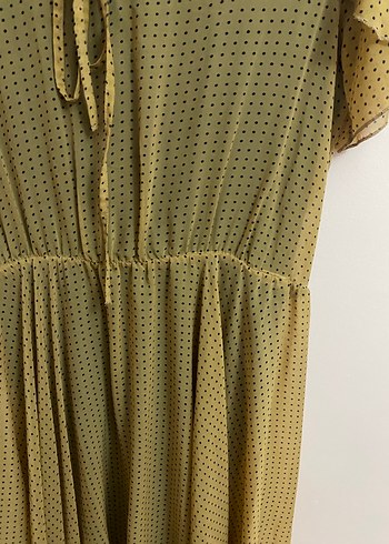 Sarı Kısa Kollu Bohem Mini Elbise - Görsel 3