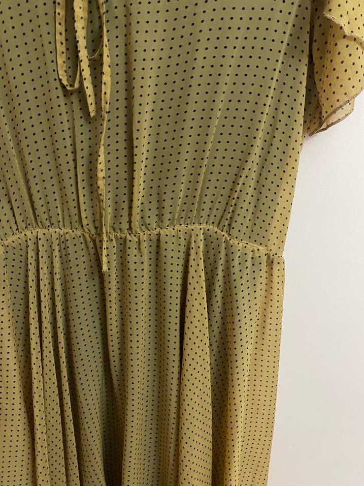 Sarı Kısa Kollu Bohem Mini Elbise - Görsel 3