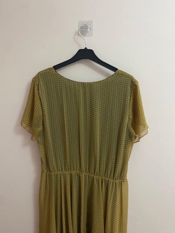 Sarı Kısa Kollu Bohem Mini Elbise - Görsel 5