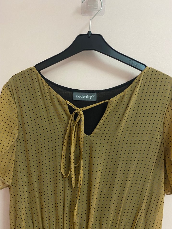 Sarı Kısa Kollu Bohem Mini Elbise - Görsel 2