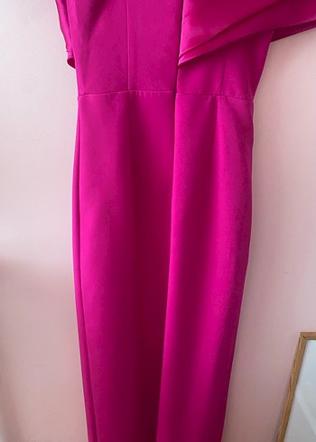 Pembe Drapeli Uzun Abiye Elbise - Görsel 6