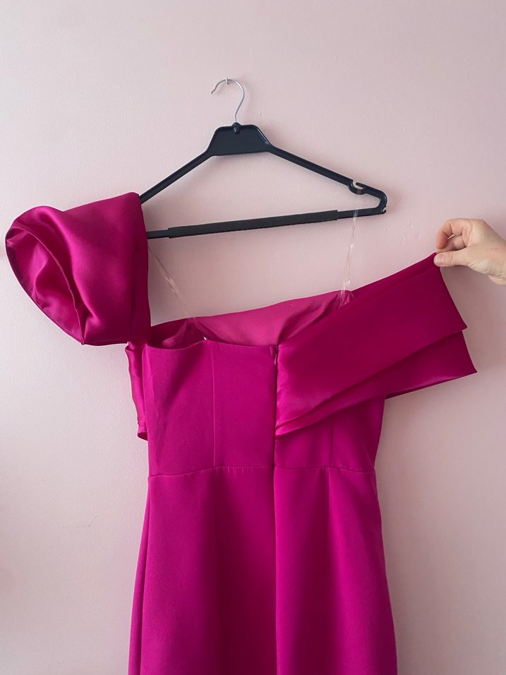 Pembe Drapeli Uzun Abiye Elbise - Görsel 5