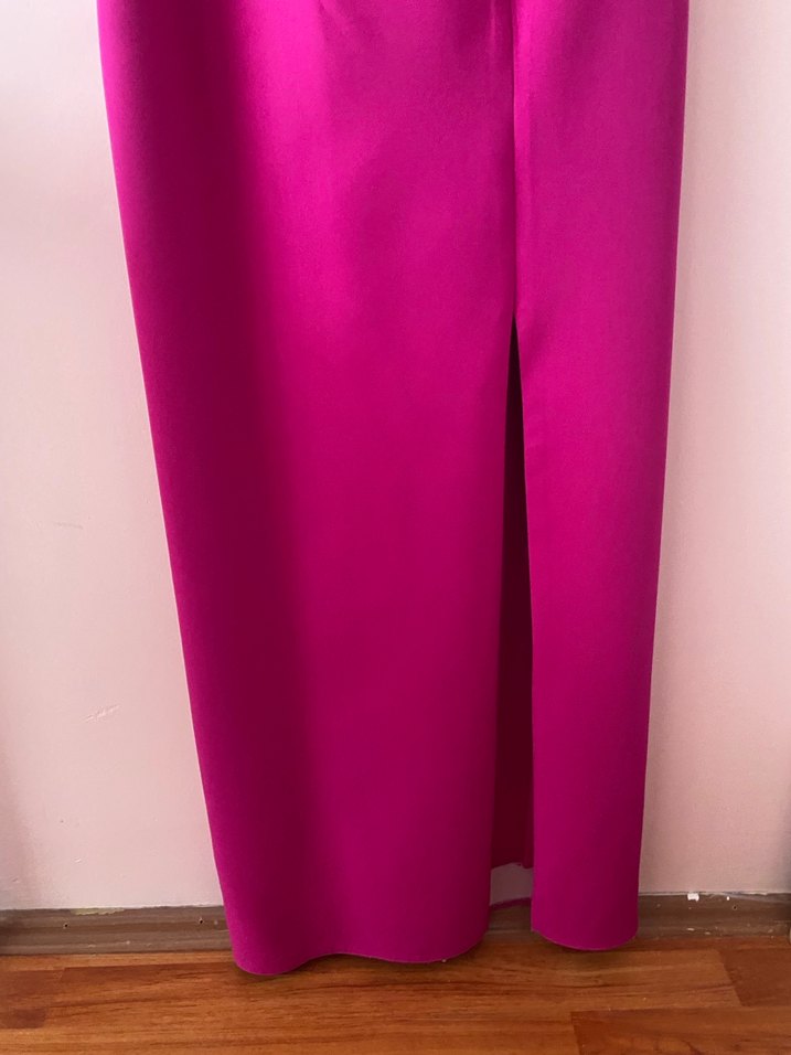 Pembe Drapeli Uzun Abiye Elbise - Görsel 2