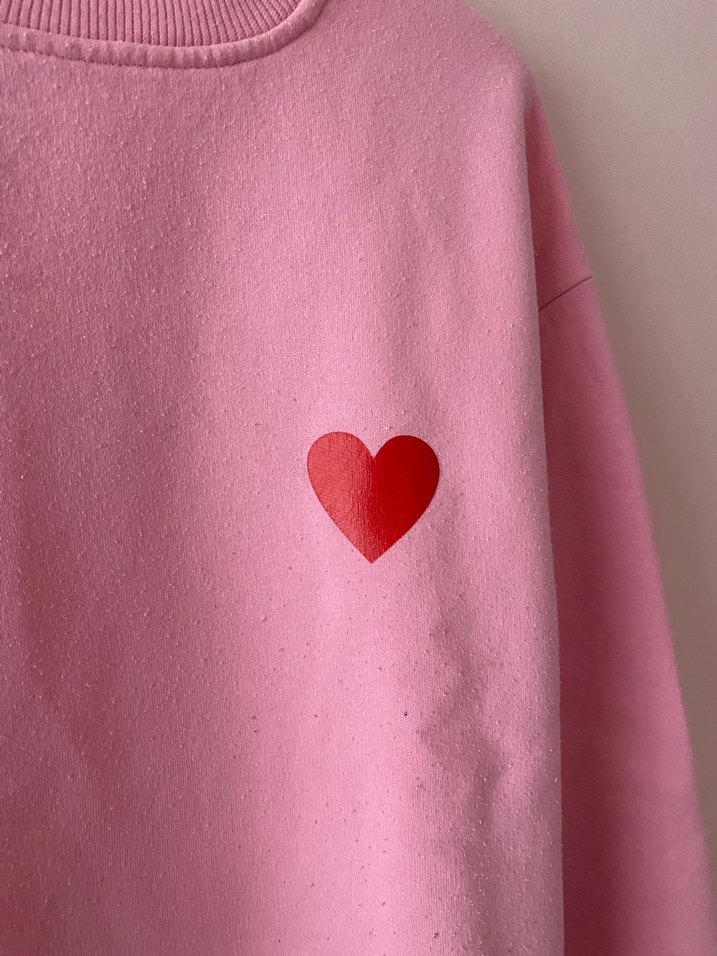Pembe Kalp Detaylı Kadın Sweatshirt - Görsel 2