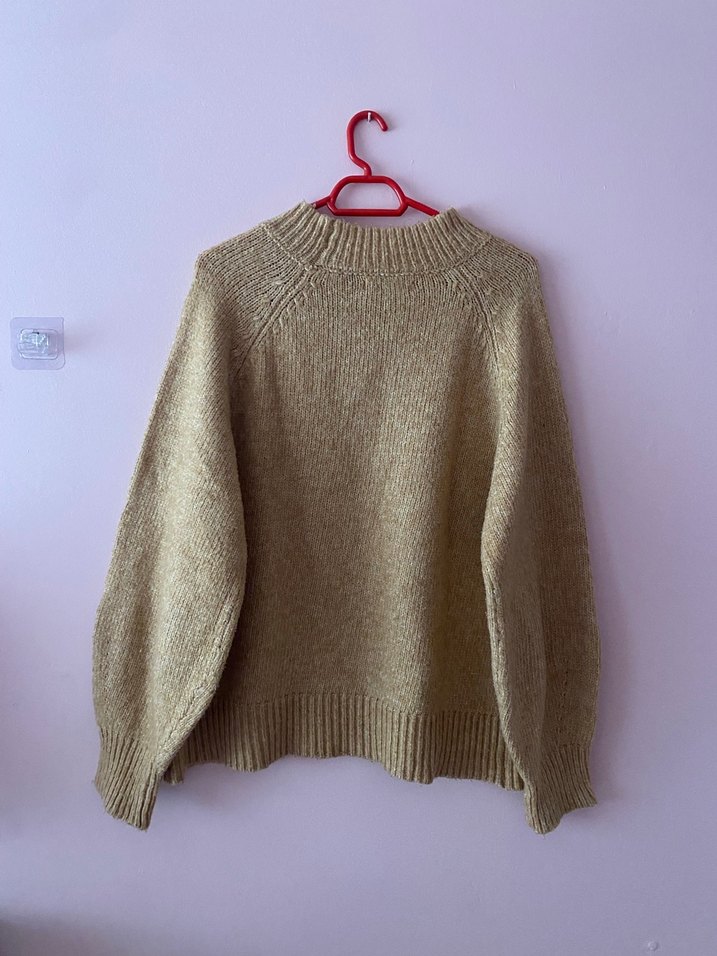 Bej Örgü Kadın Yün Kazak - Görsel 5