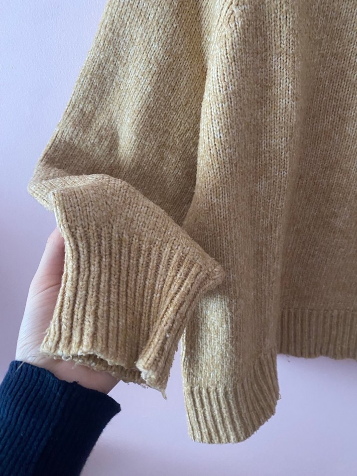 Bej Örgü Kadın Yün Kazak - Görsel 3