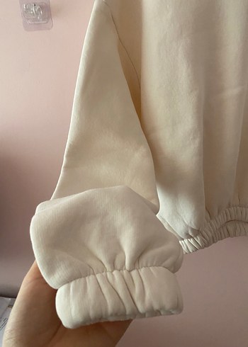 Kadın Beyaz Kapüşonlu Sweatshirt - Görsel 2