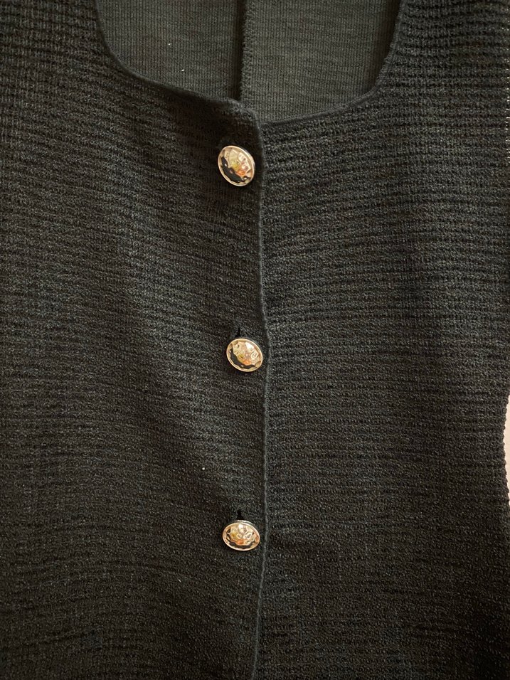 Düğmeli Siyah Süet Mini Kadın Yelek - Görsel 2