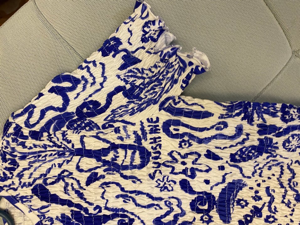 Mavi Baskılı Mini Etek ve Bluz Takımı - Görsel 3