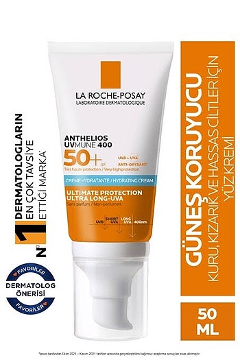 La Roche Posay Anthelios UVMune SPF50+ Nemlendirici Güneş Kremi 