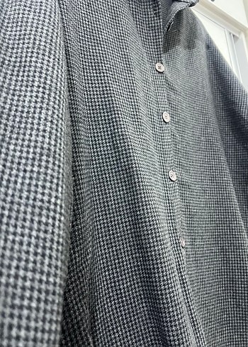 Gri Düğmeli kışlık Kadın Gömlek - Görsel 4