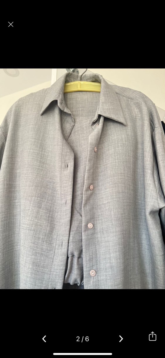 Uzun Gri Keten takım - Görsel 4